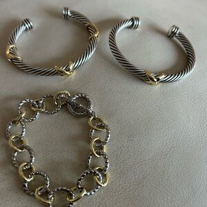 Elegant Silver and Gold Women's Bracelet Trio
